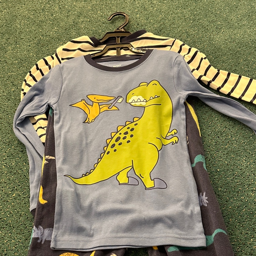 Carters Size 8 PJ set NEW two shorts one pants blue Dino